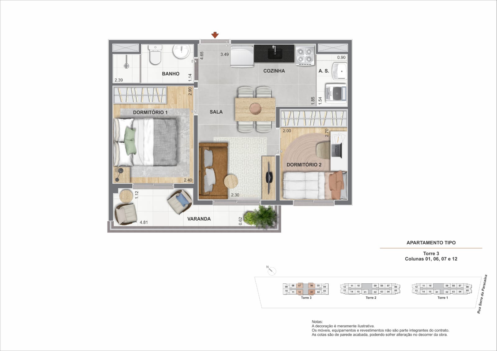 Planta 40m² - 02 Dorms